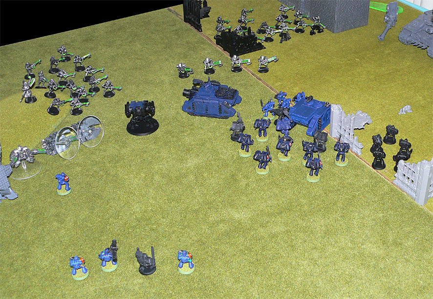 Marines and Necrons do battle