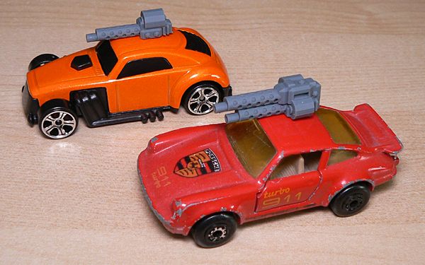Trying the guns on regular cars...