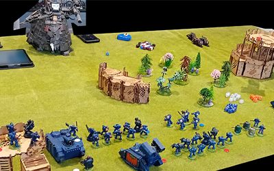 The Marines stare down the huge clanker