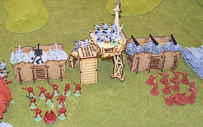 Imperial and Eldar forces prepare to face a Stompa assault