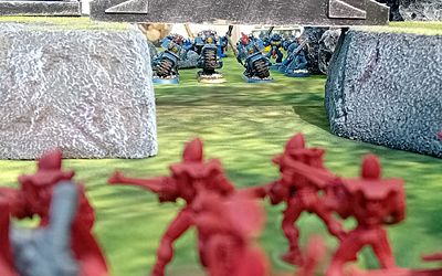 The Blood Claw Bikes line up a strafing run on the Guardians
