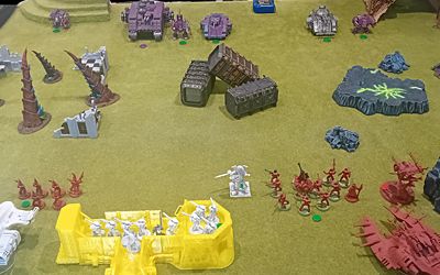 The armies set up ready for a scrap